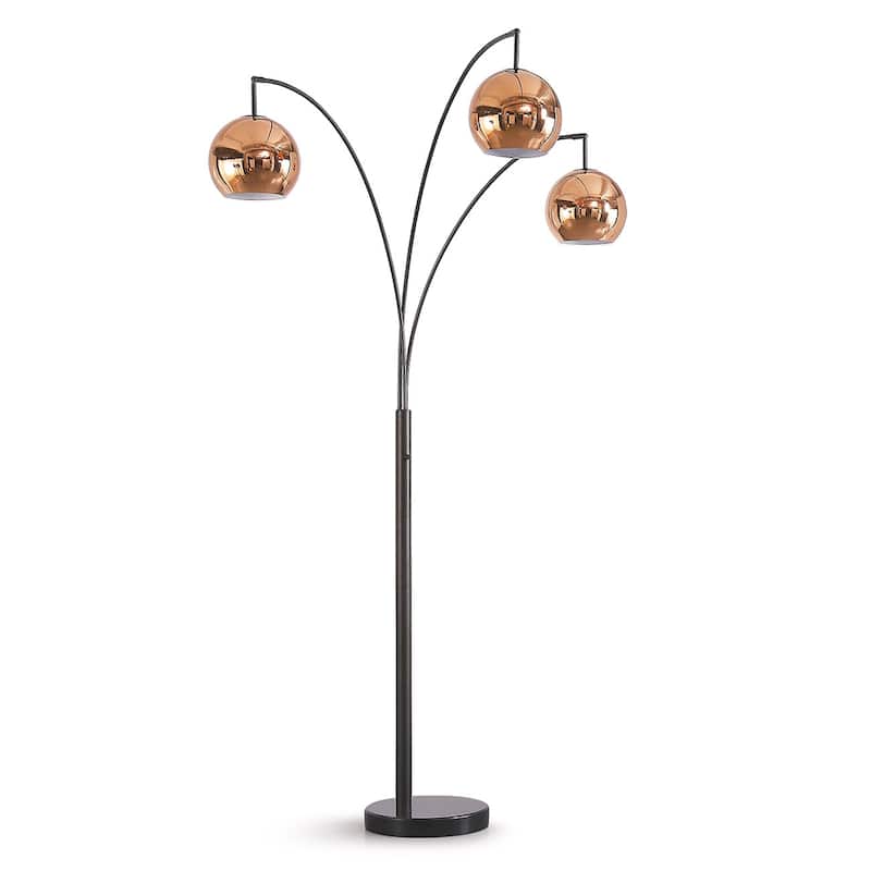 Metro 84"H Metal Globe 3 Lights LED Dimmable Arch F…